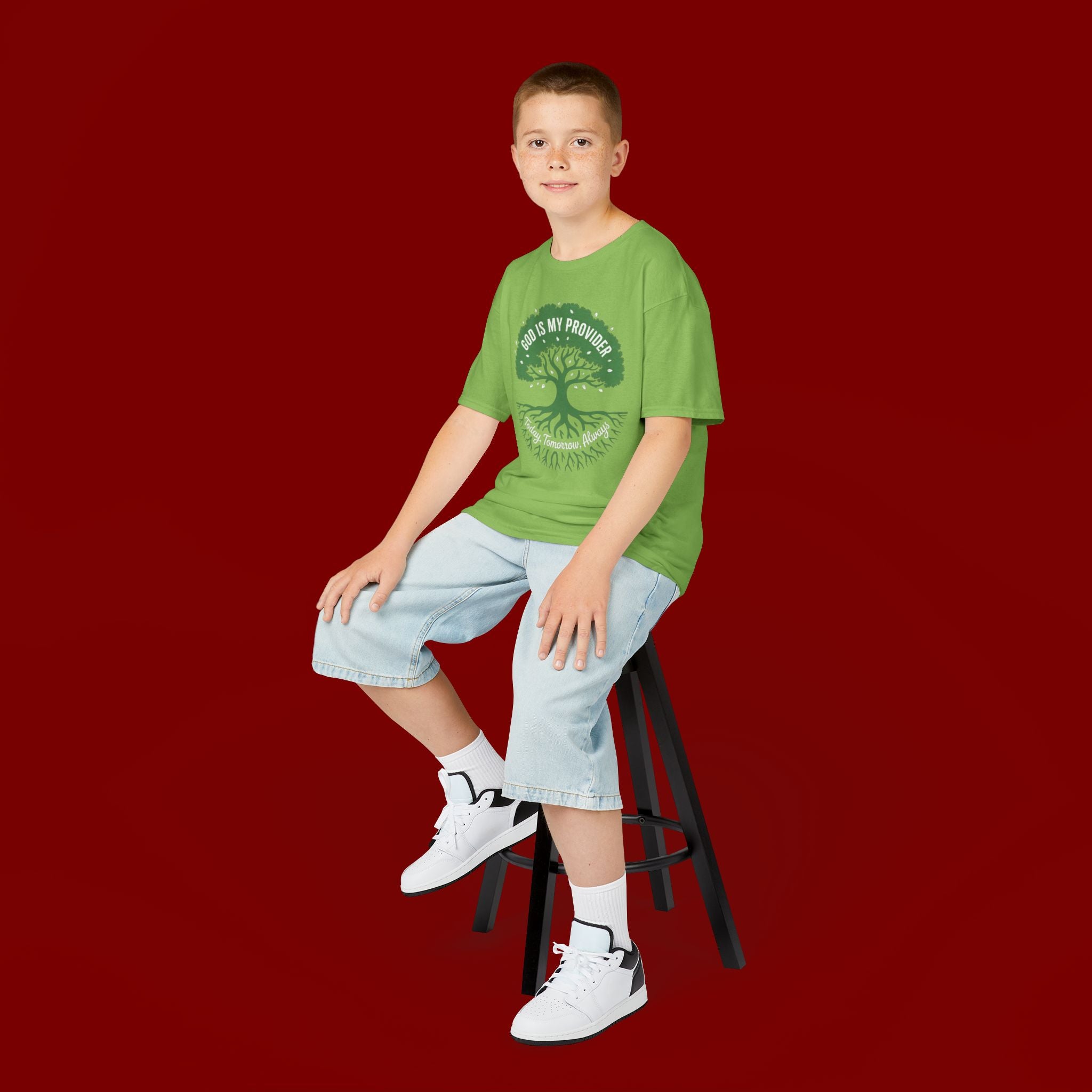 Kids Tee — "God Is My Provider" Tree of Faith Christian Shirt