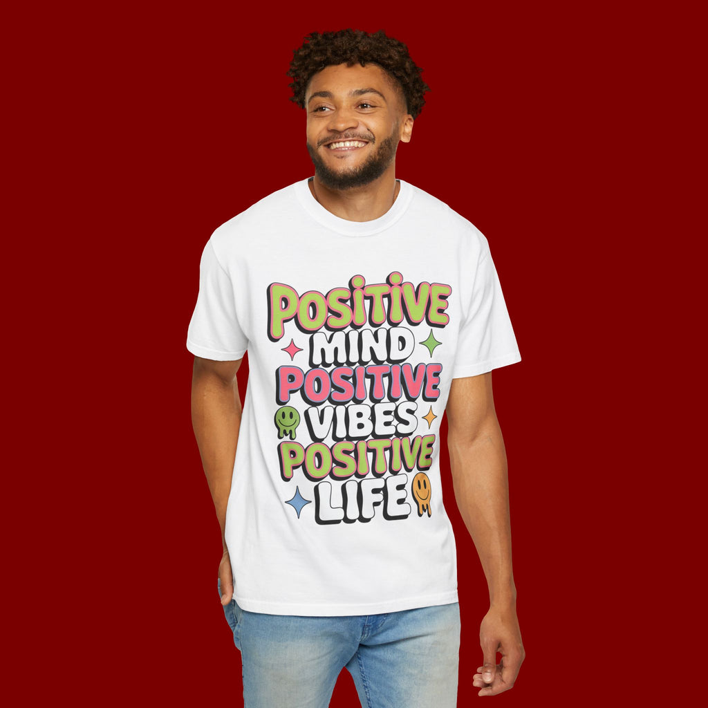 Positive Mind Positive Vibes Positive Life T-Shirt — Retro Smile Graphic Tee