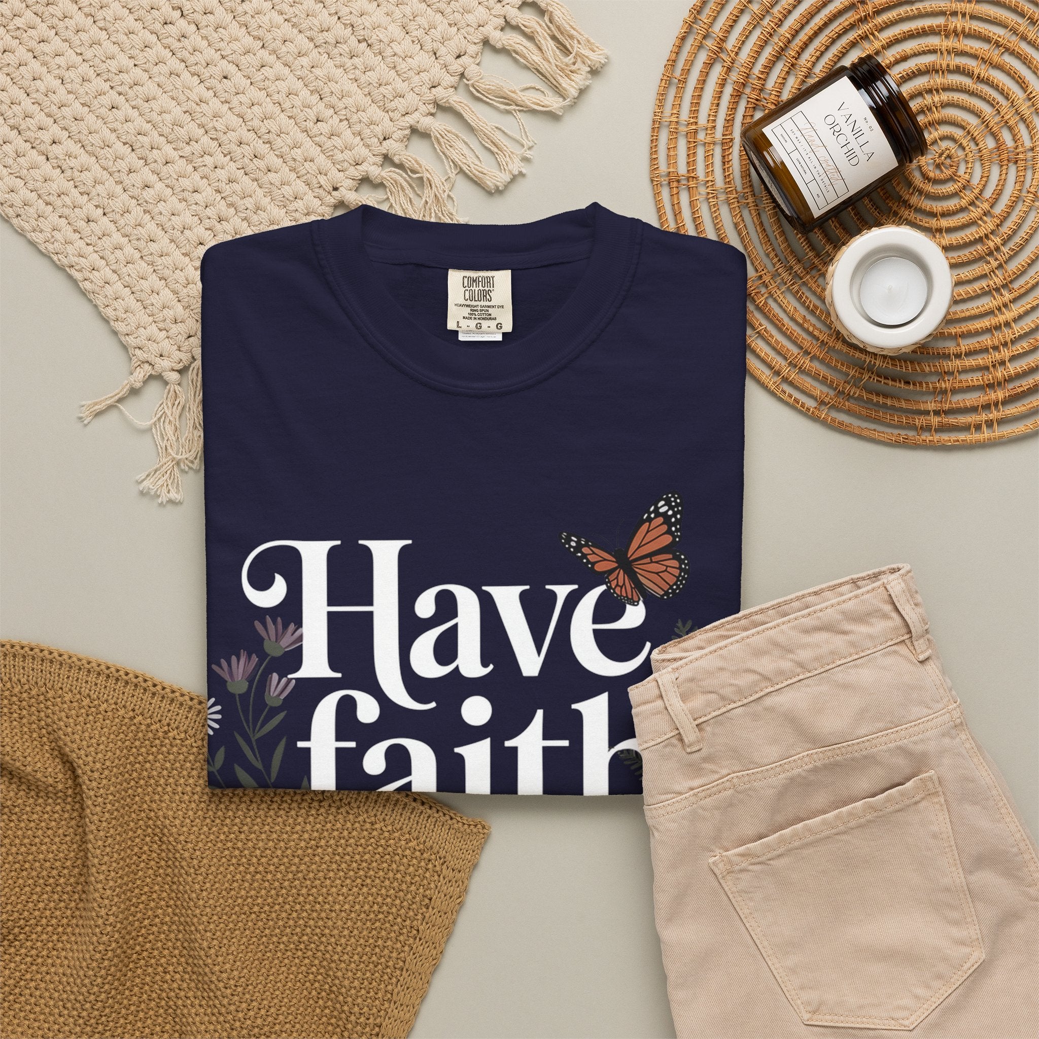 Have Faith in God T-Shirt — Christian Inspirational Tee with Butterflies