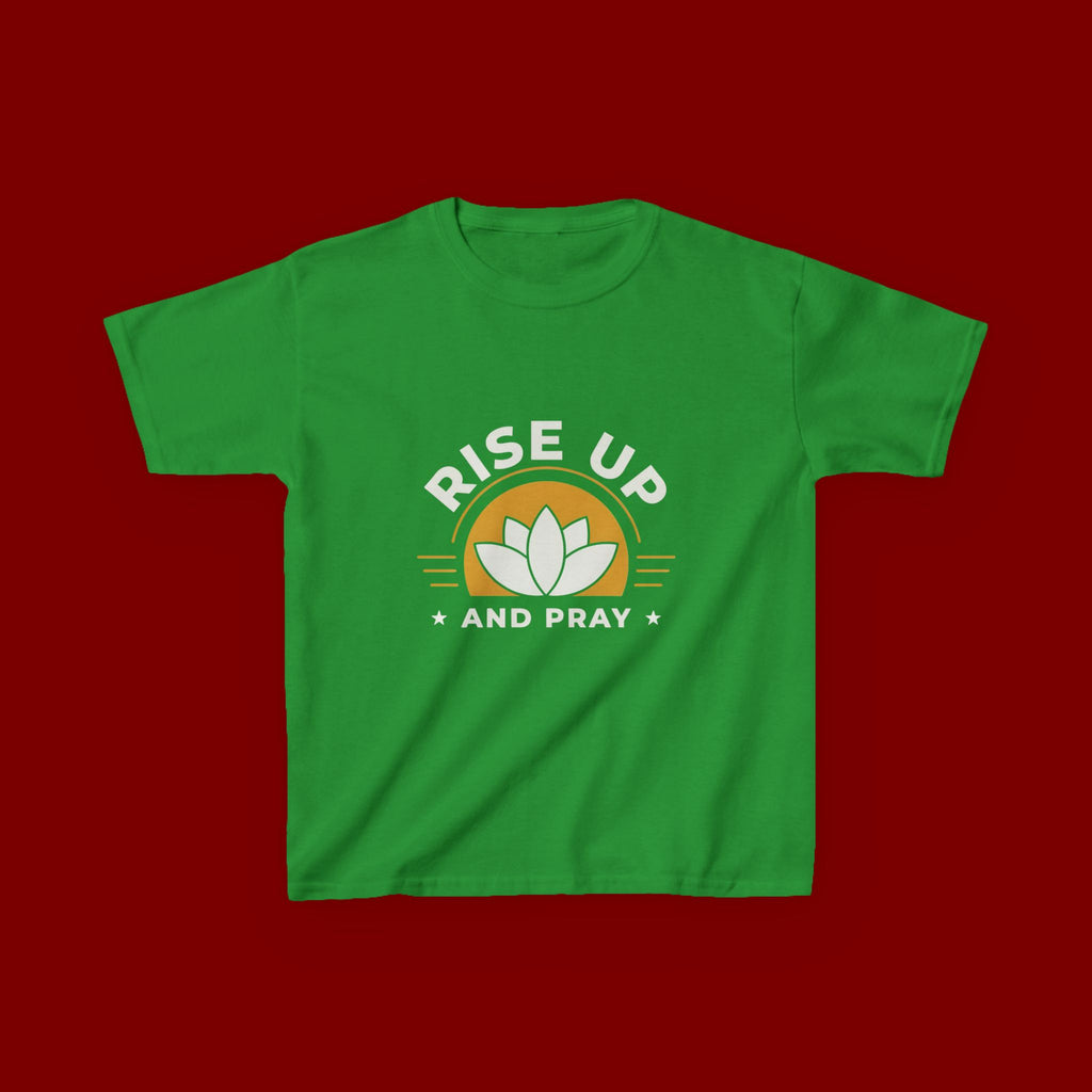 Kids T-Shirt - "Rise Up and Pray" Inspirational Christian Tee for Children