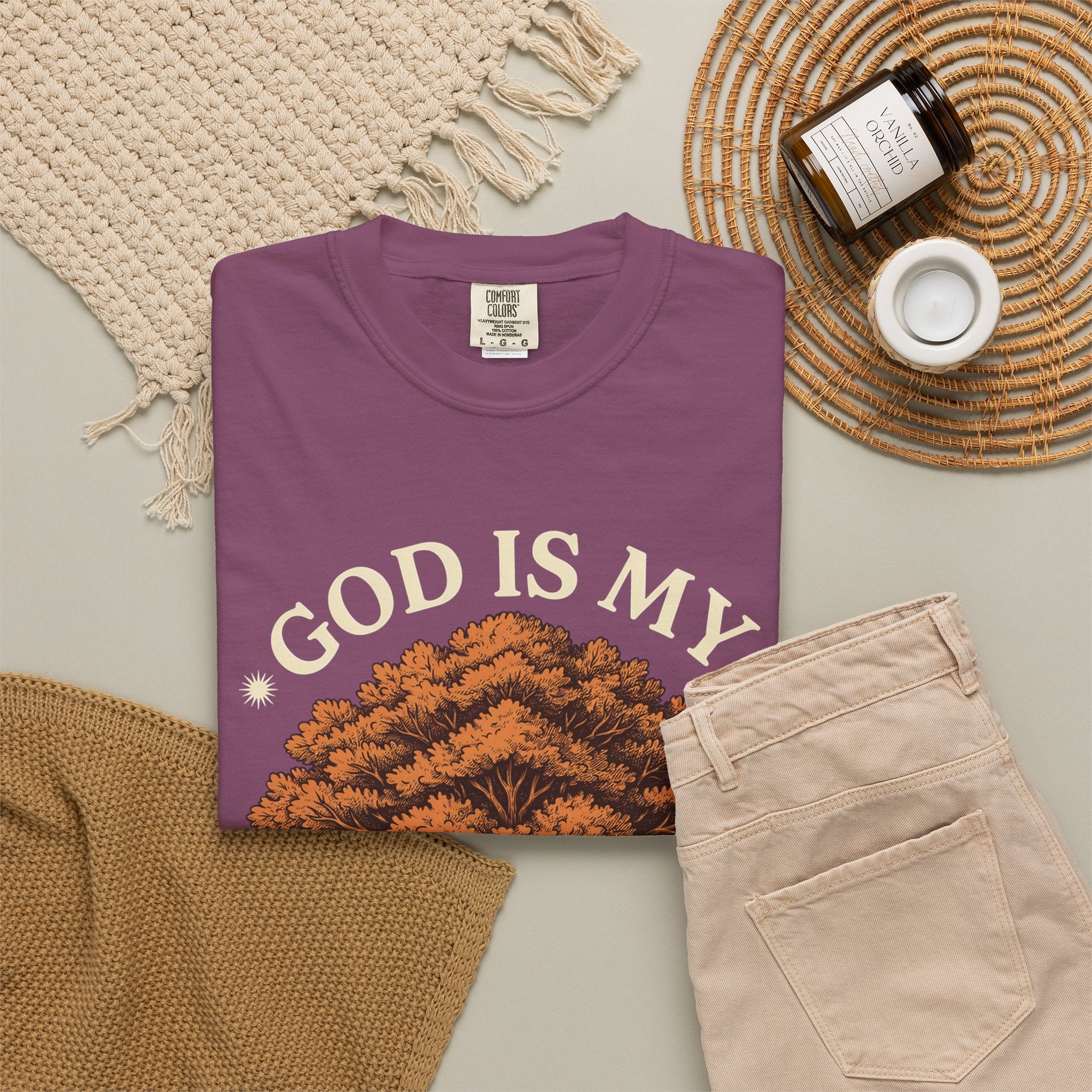 God Is My Strength Tree T-Shirt — Faith-Based Inspirational Tee