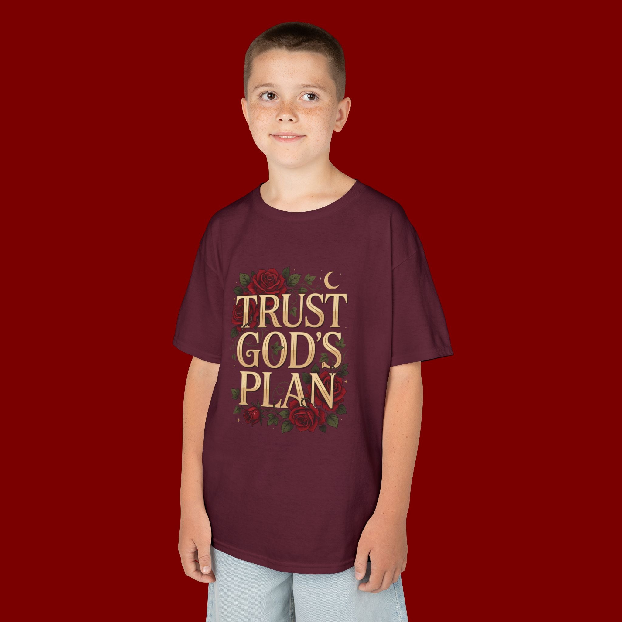 Kids Tee — "Trust God's Plan" Floral Faith T‑Shirt