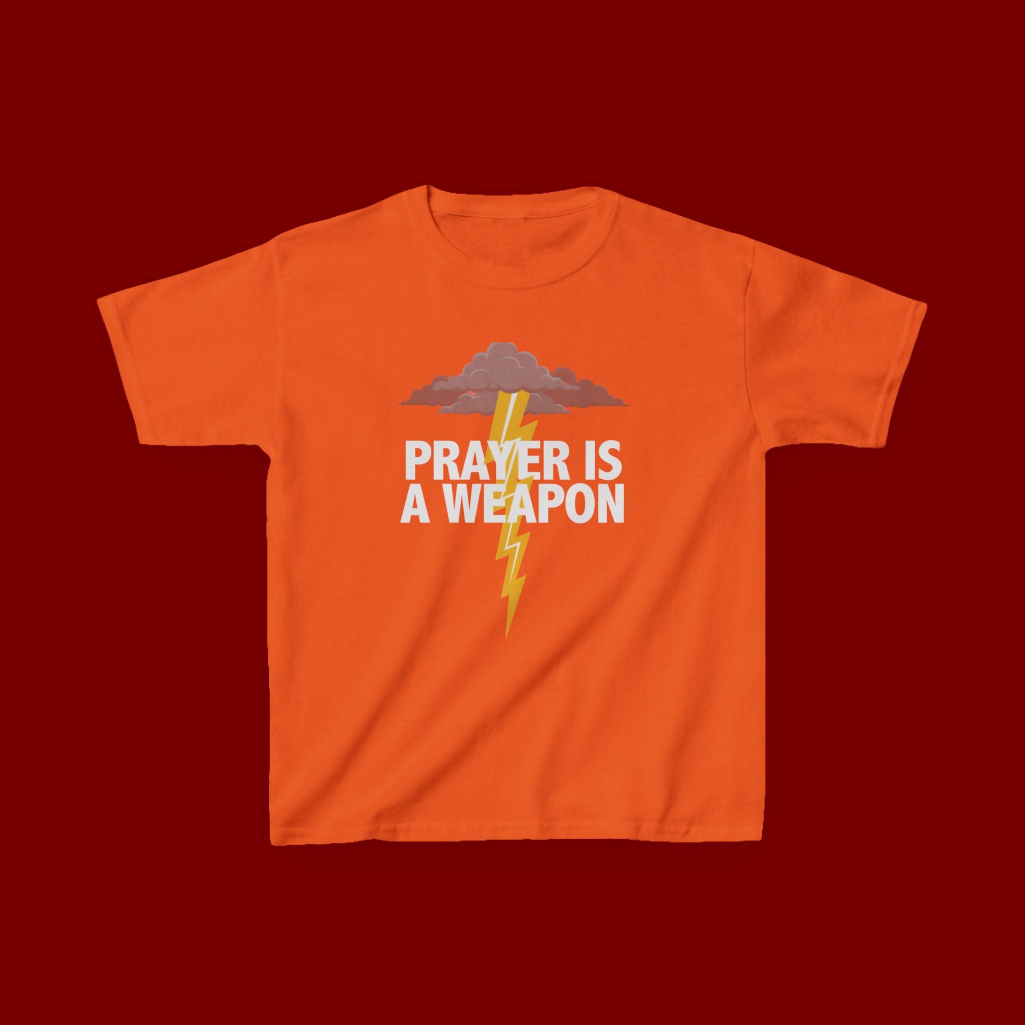 Kids Tee — "Prayer Is A Weapon" Lightning Graphic Christian Shirt