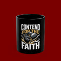 Contend for the Faith Black Mug – Inspirational Boxing Gloves Religious Coffee Cup (11oz/15oz)