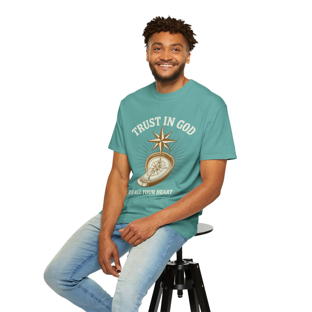Trust in God Compass T-Shirt — "Trust In God With All Your Heart" Christian Faith Tee
