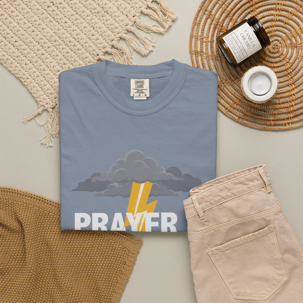 Prayer Is a Weapon T-Shirt — Christian Faith Lightning Graphic Tee