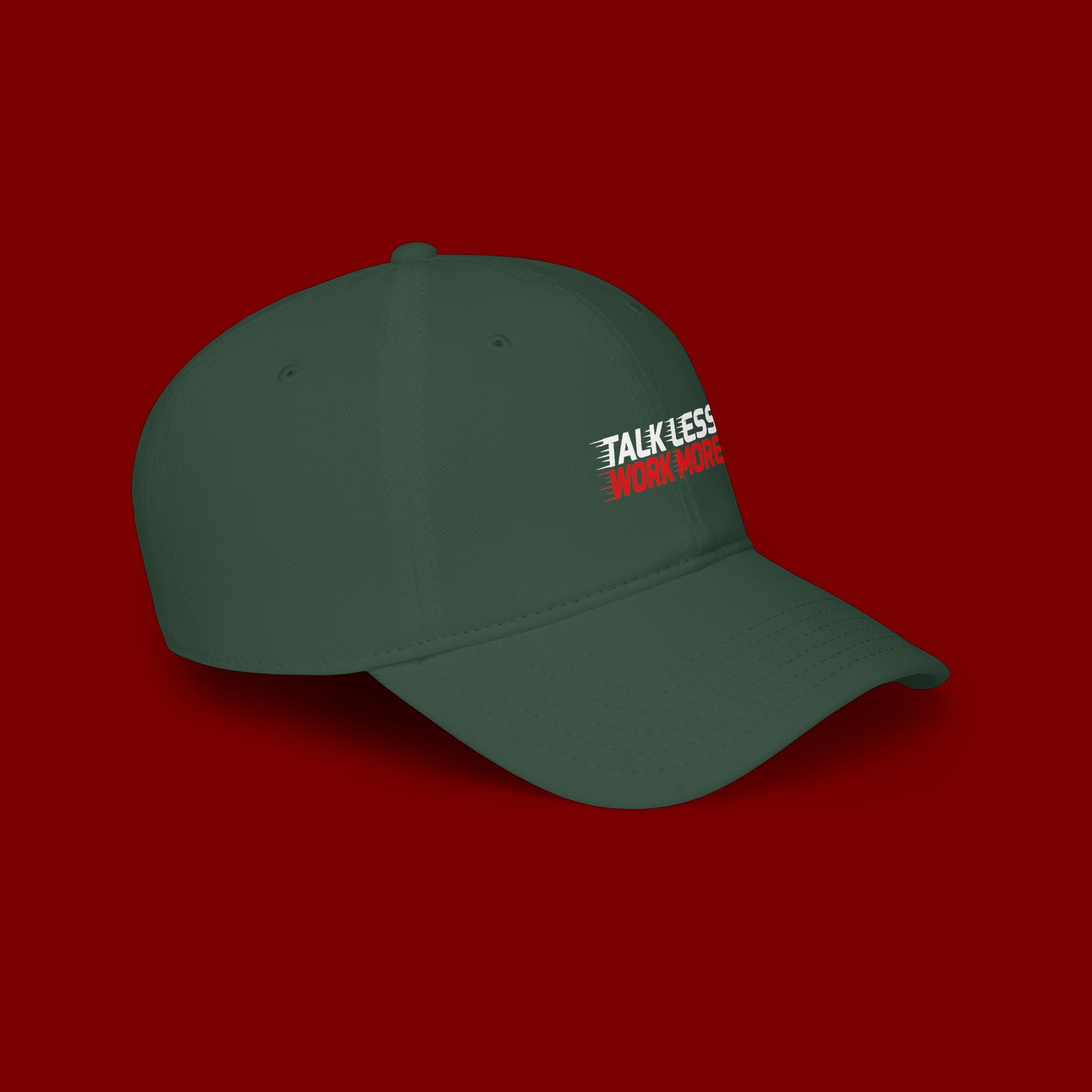 Talk Less Work More Red Low-Profile Baseball Cap