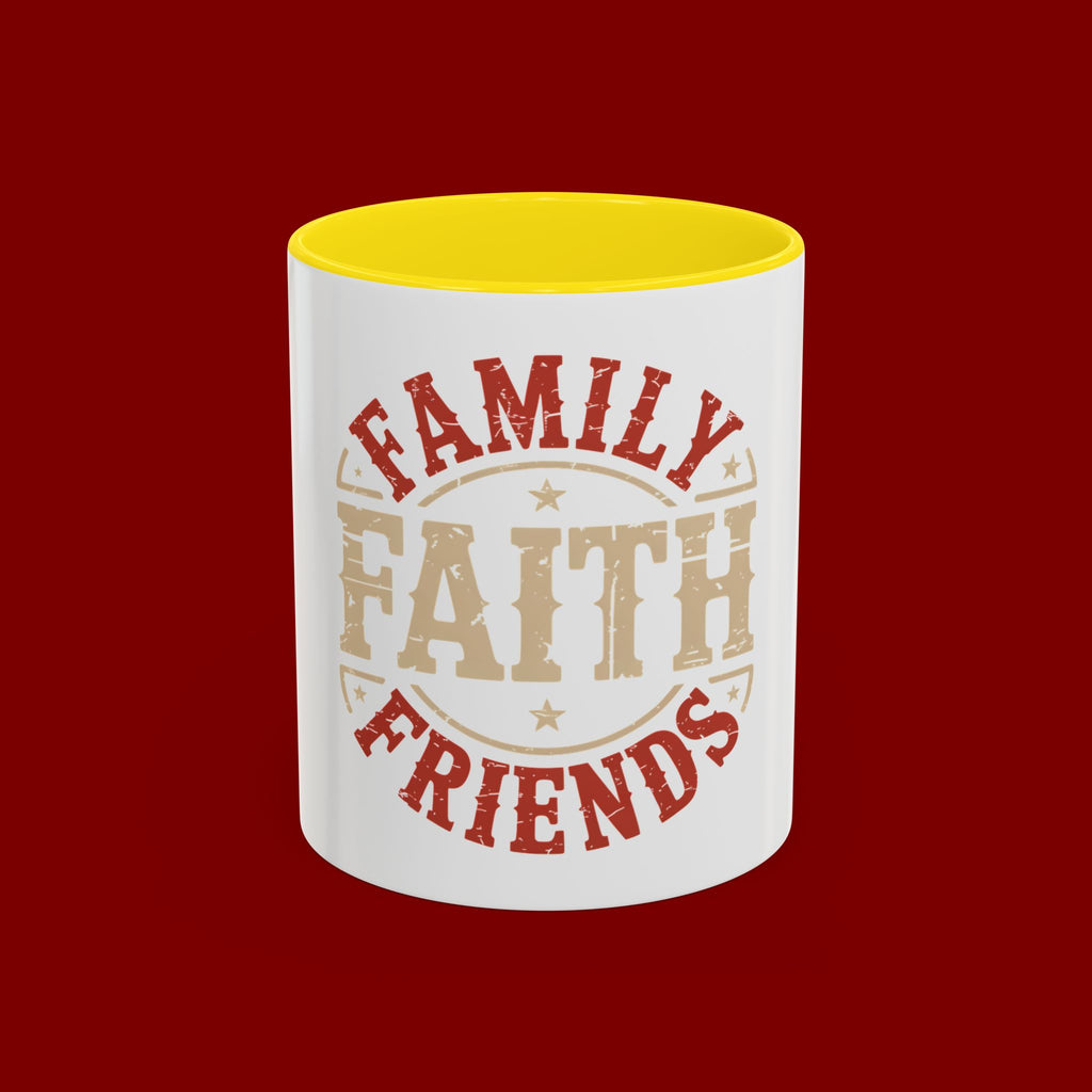 Faith Family Friends Accent Coffee Mug – Inspirational Religious Gift (11/15oz)