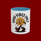 Good Vibes Only Coffee Mug - Retro Sun Cartoon Accent Mug (11/15oz)