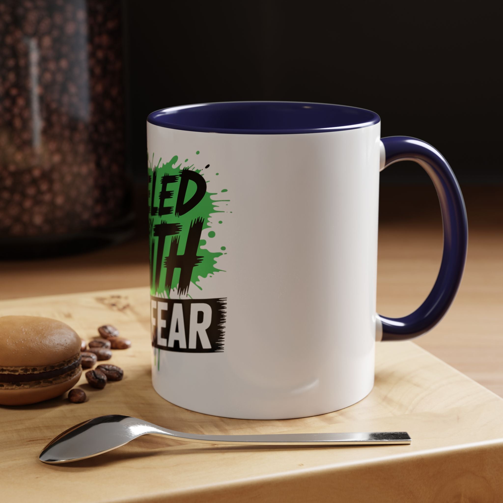 Accent Coffee Mug — "Fueled by Faith Not Fear" Inspirational Ceramic Mug (11/15 oz)