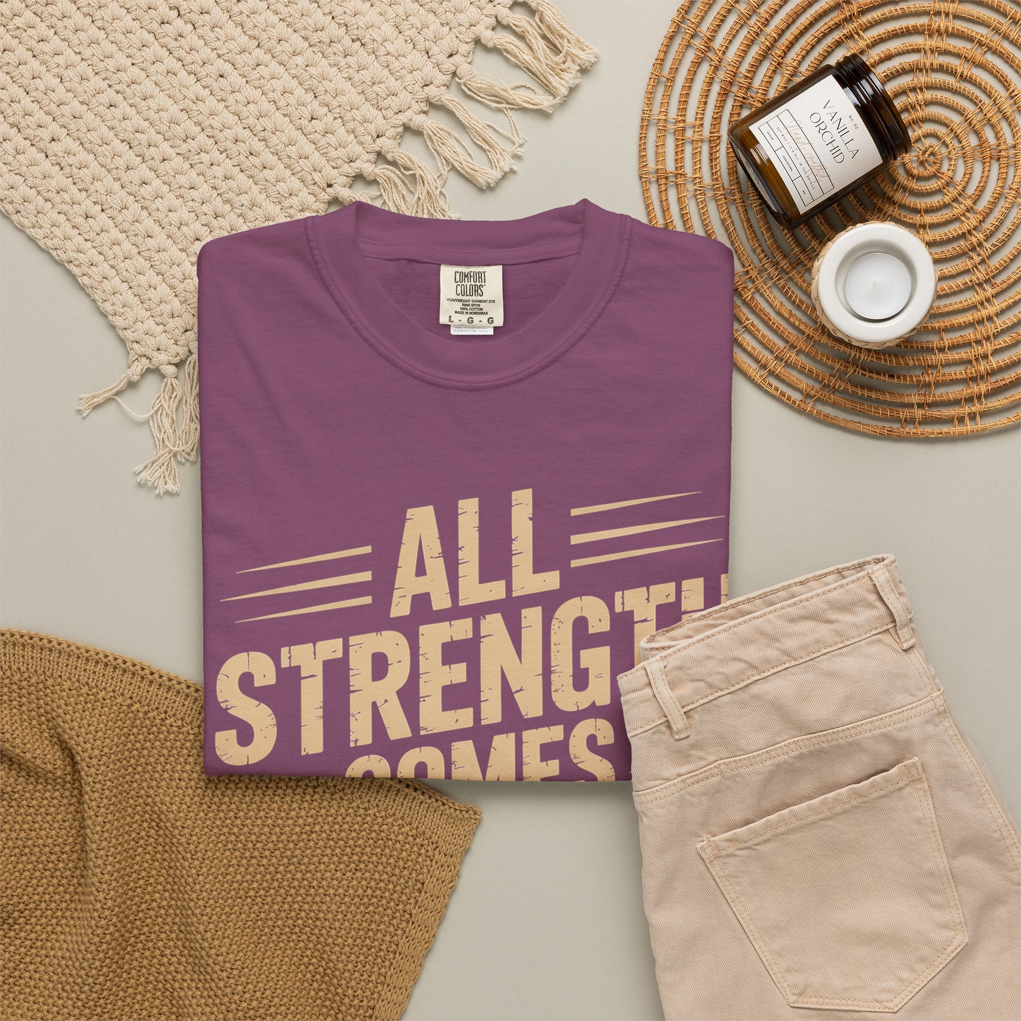 All Strength Comes From God T-Shirt — Christian Faith Graphic Tee