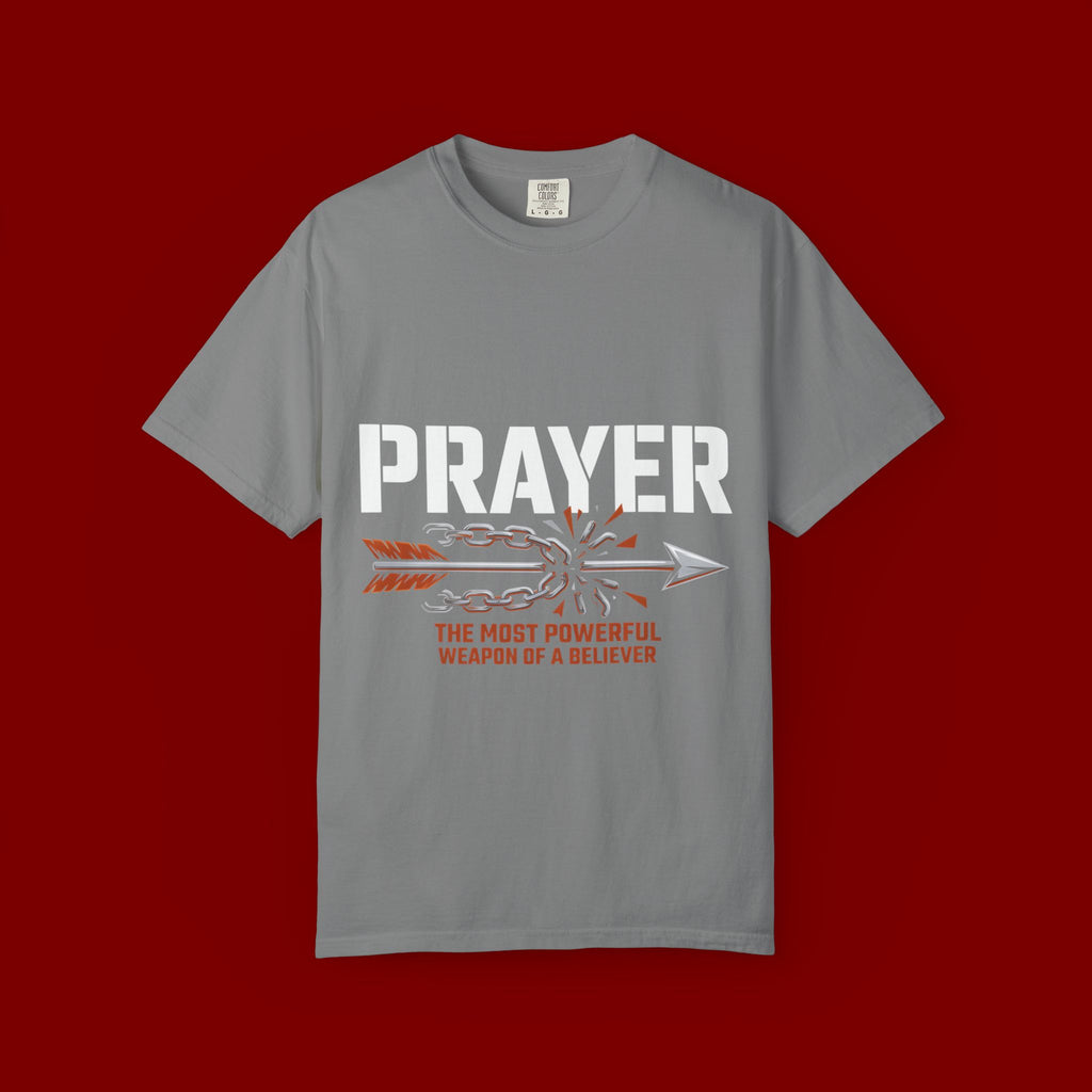 Prayer T-Shirt — Faith Arrow Graphic Tee ("Prayer: The Most Powerful Weapon")