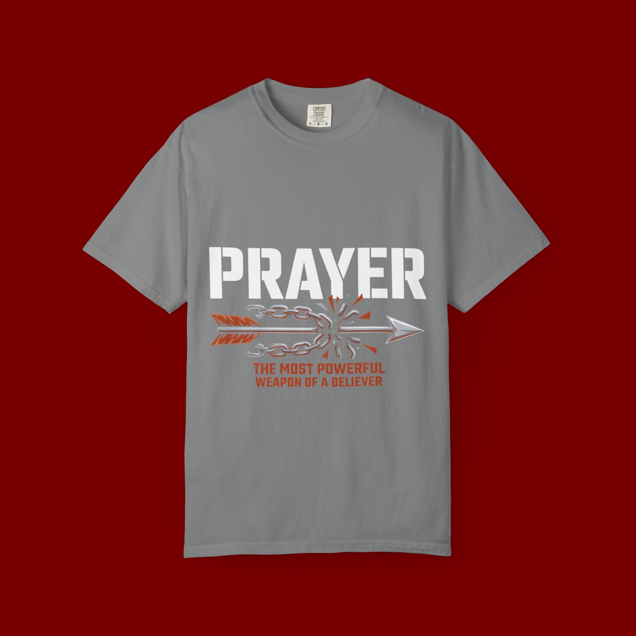 Prayer T-Shirt — Faith Arrow Graphic Tee ("Prayer: The Most Powerful Weapon")