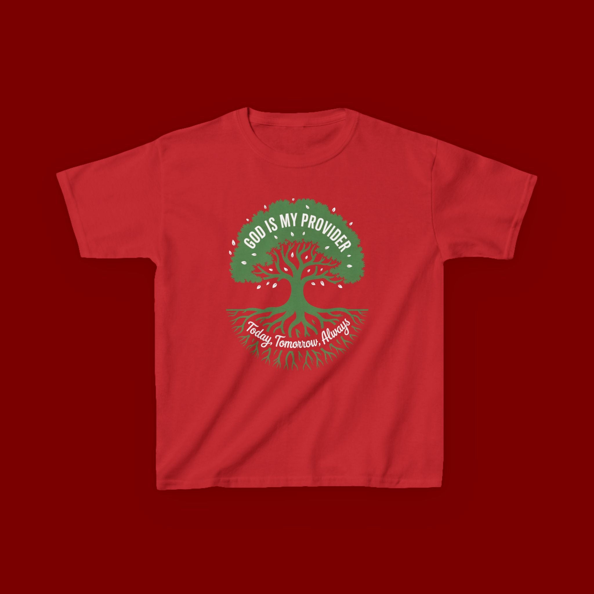 Kids Tee — "God Is My Provider" Tree of Faith Christian Shirt