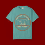 God Is My Strength T-Shirt — Christian Faith Anvil Graphic Tee