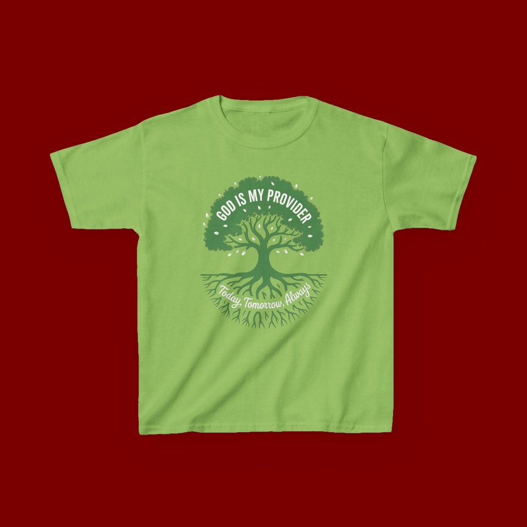 Kids Tee — "God Is My Provider" Tree of Faith Christian Shirt