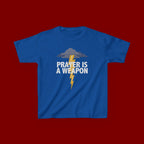 Kids Tee — "Prayer Is A Weapon" Lightning Graphic Christian Shirt