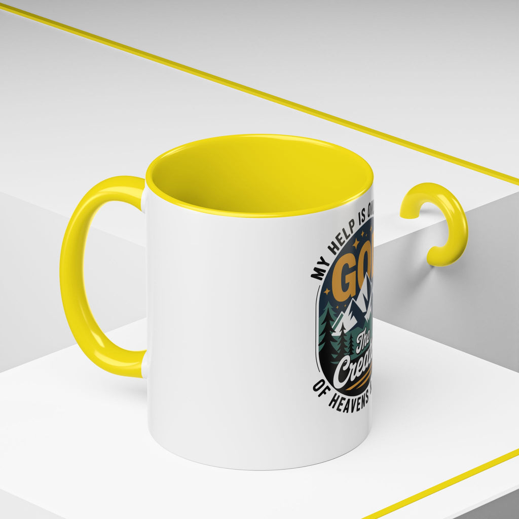 Christian Coffee Mug — “My Help Is Only From God The Creator” Accent Mug