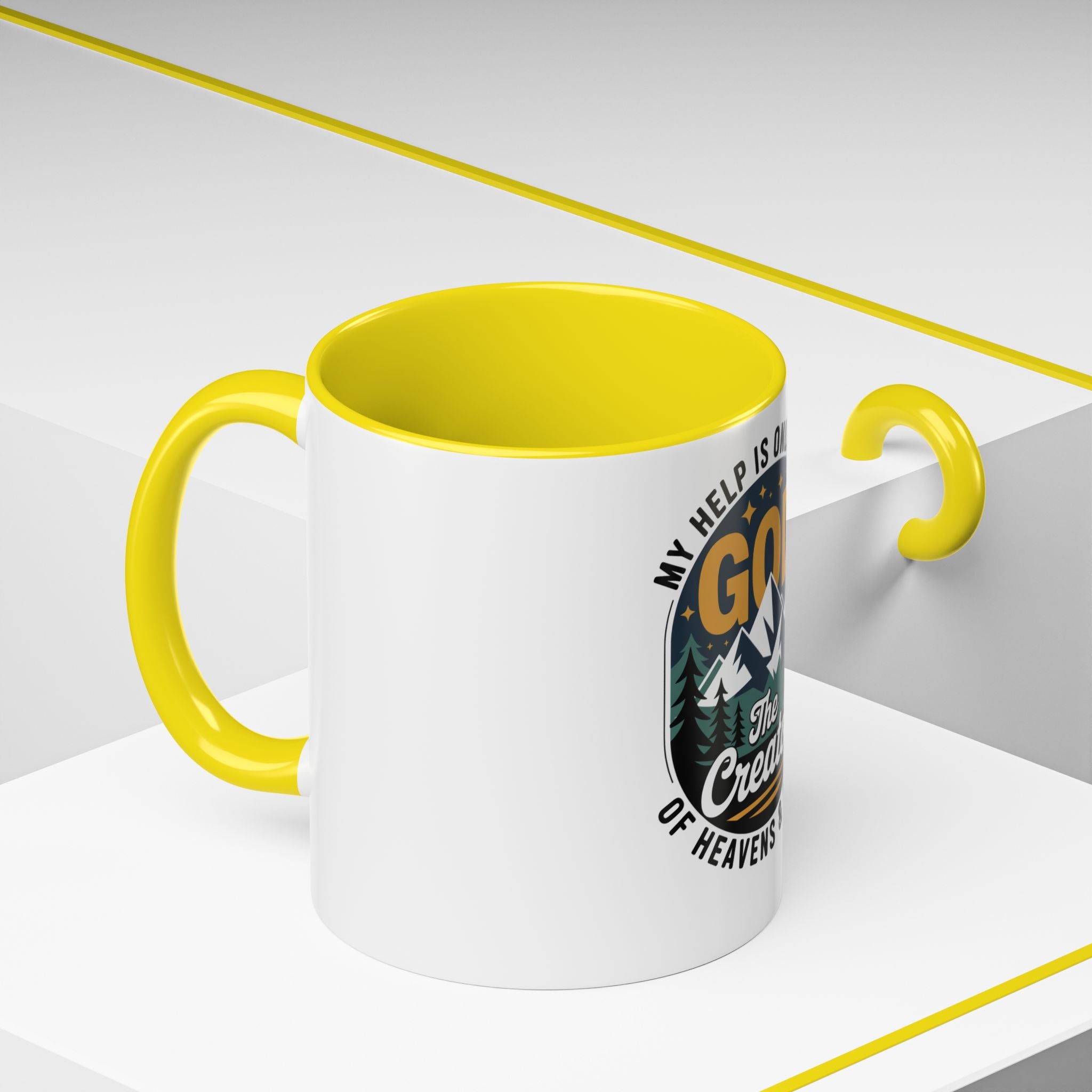 Christian Coffee Mug — “My Help Is Only From God The Creator” Accent Mug