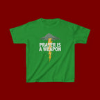 Kids Tee — "Prayer Is A Weapon" Lightning Graphic Christian Shirt