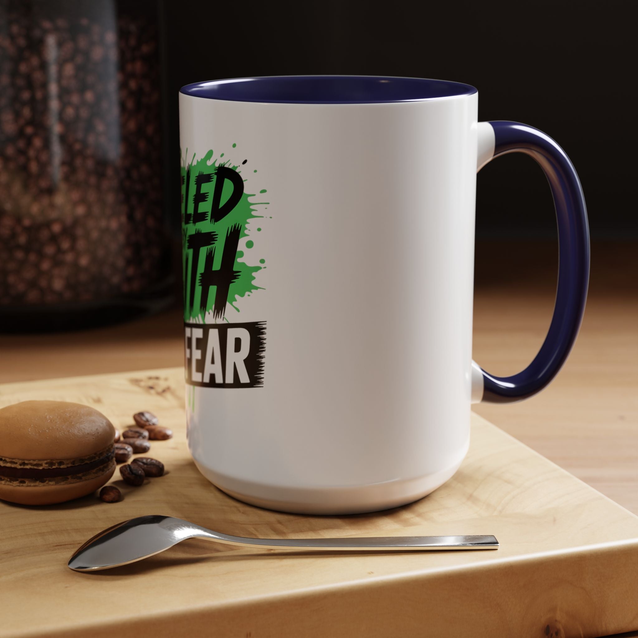 Accent Coffee Mug — "Fueled by Faith Not Fear" Inspirational Ceramic Mug (11/15 oz)