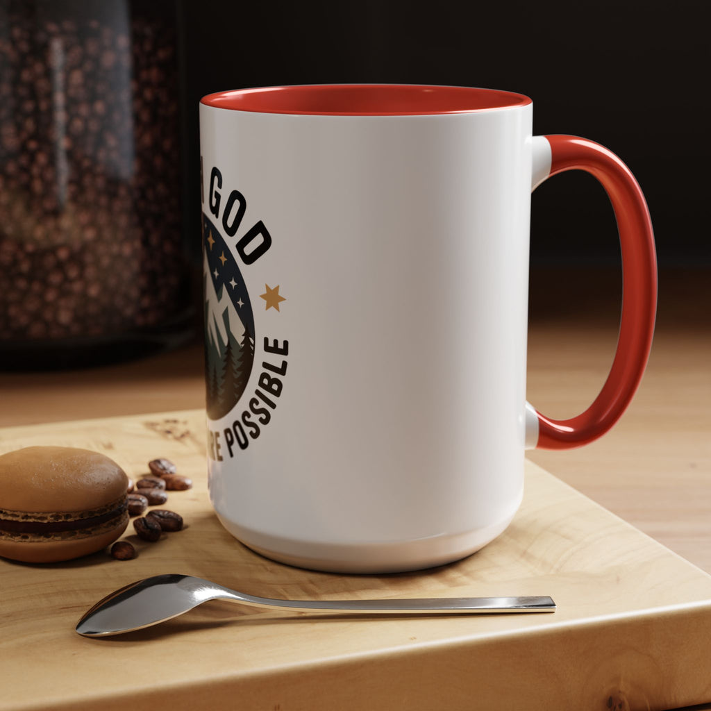 With God All Things Are Possible Accent Coffee Mug — Inspirational Faith Mountain Mug (11/15oz)