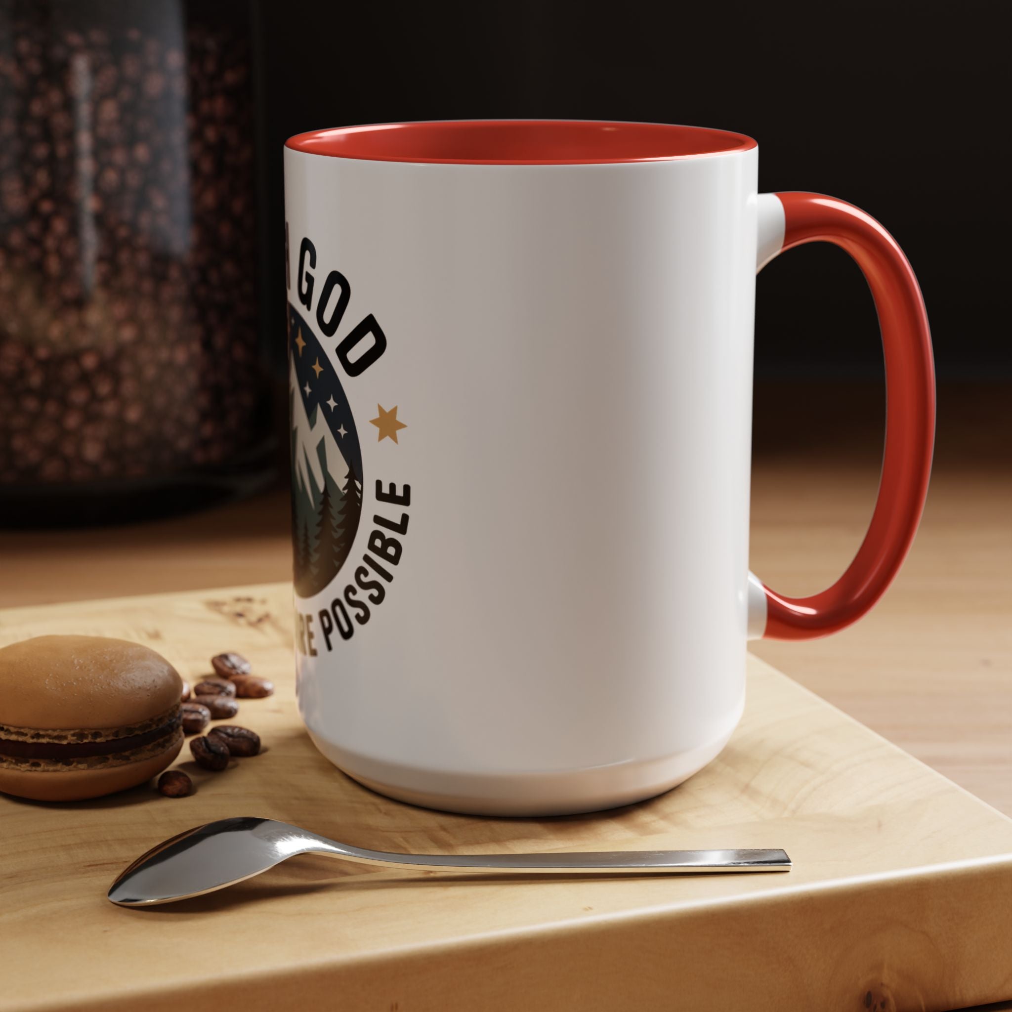With God All Things Are Possible Accent Coffee Mug — Inspirational Faith Mountain Mug (11/15oz)