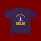 Kids T-Shirt — “My Faith in God is Solid” Lighthouse Christian Tee