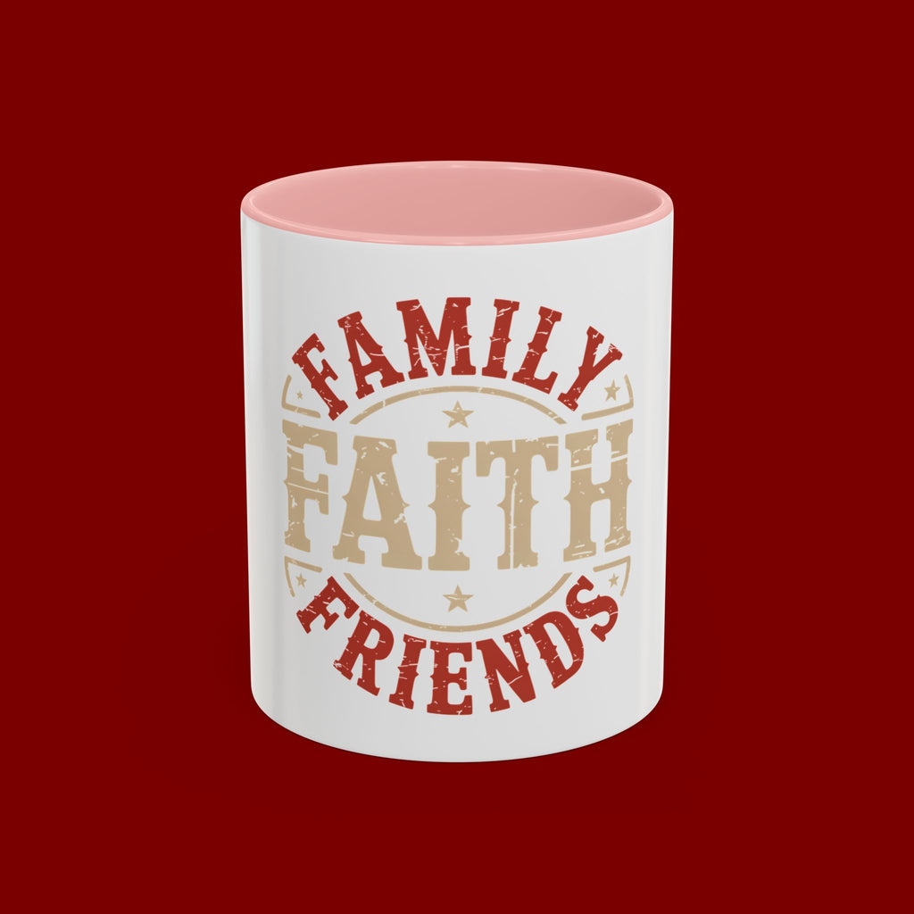 Faith Family Friends Accent Coffee Mug – Inspirational Religious Gift (11/15oz)