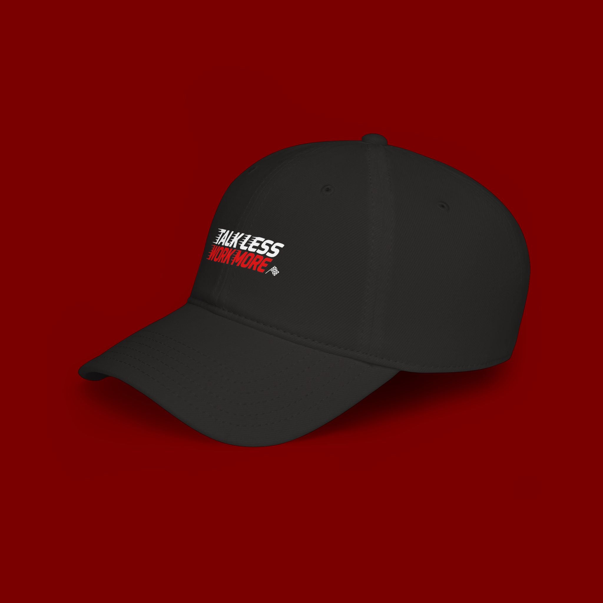 Talk Less Work More Red Low-Profile Baseball Cap
