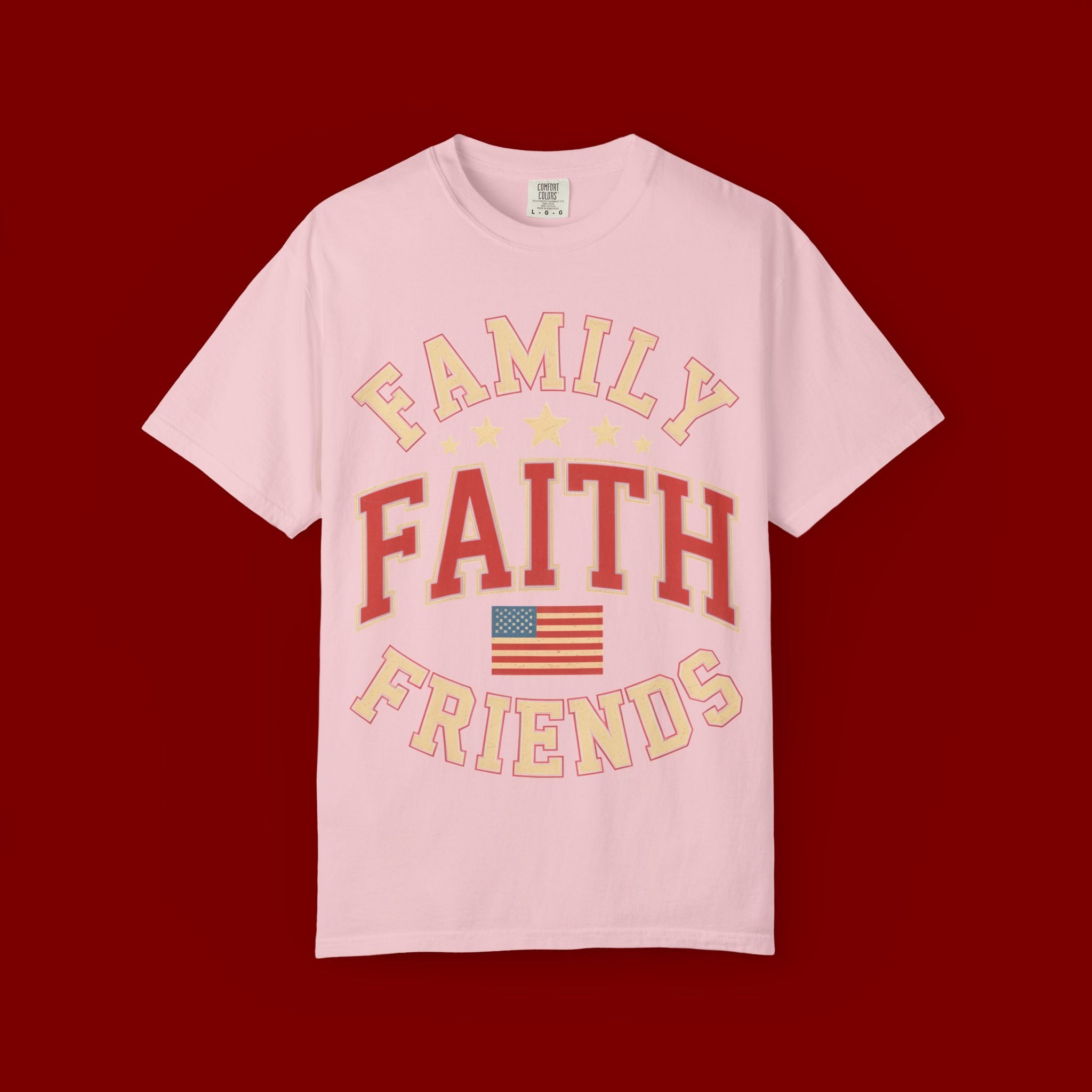 Family Faith Friends T-Shirt — Patriotic American Flag Tee