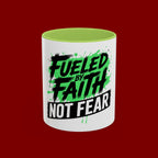 Accent Coffee Mug — "Fueled by Faith Not Fear" Inspirational Ceramic Mug (11/15 oz)