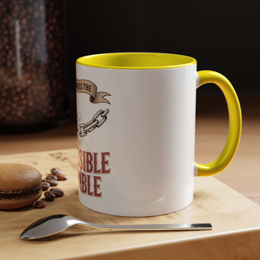 Accent Coffee Mug — "Faith Makes the Impossible Possible" Inspirational Ceramic Mug