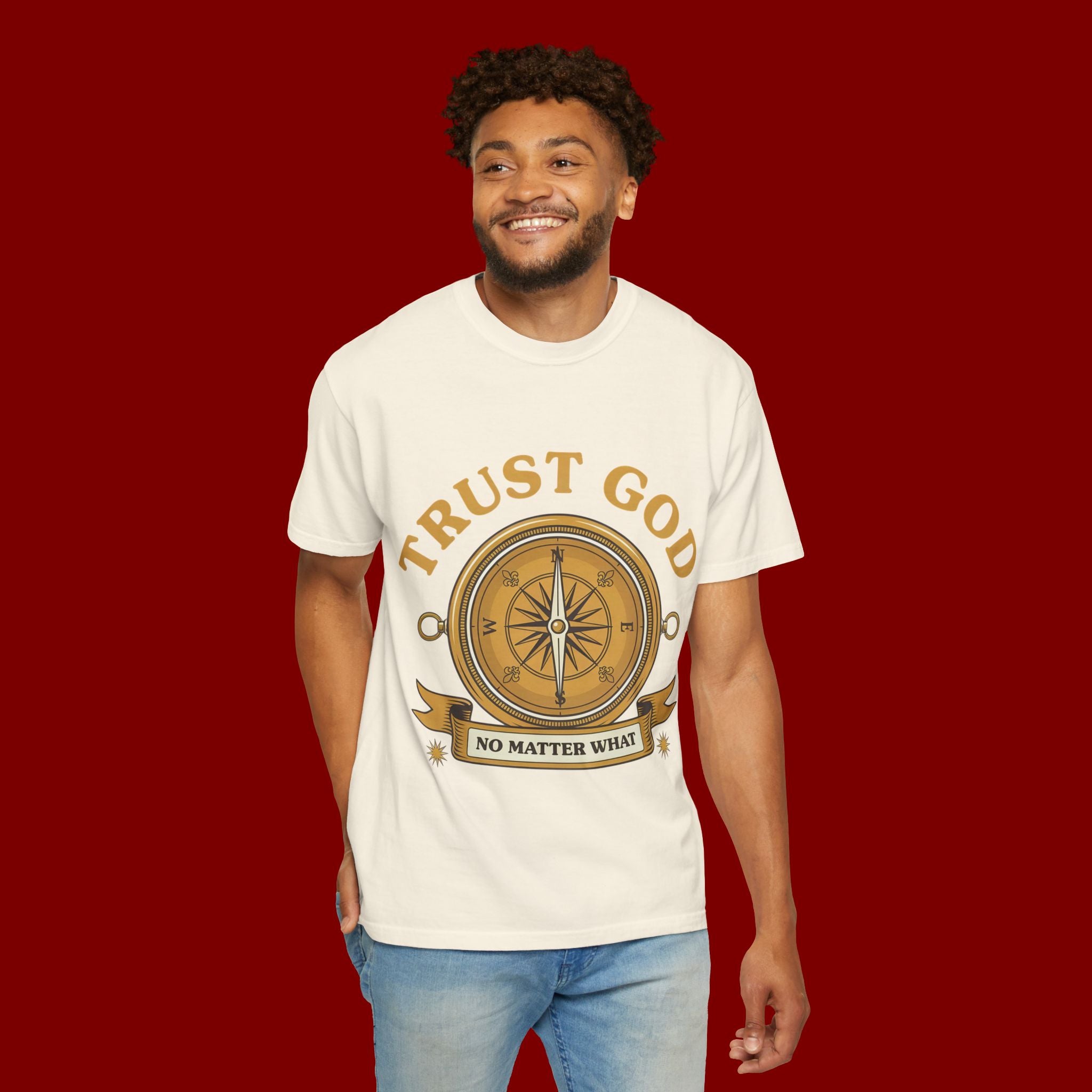Trust God Compass T-Shirt — "Trust God No Matter What" Christian Faith Tee