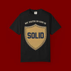 Solid Faith Shield T-Shirt — "My Faith in God Is Solid" Christian Tee