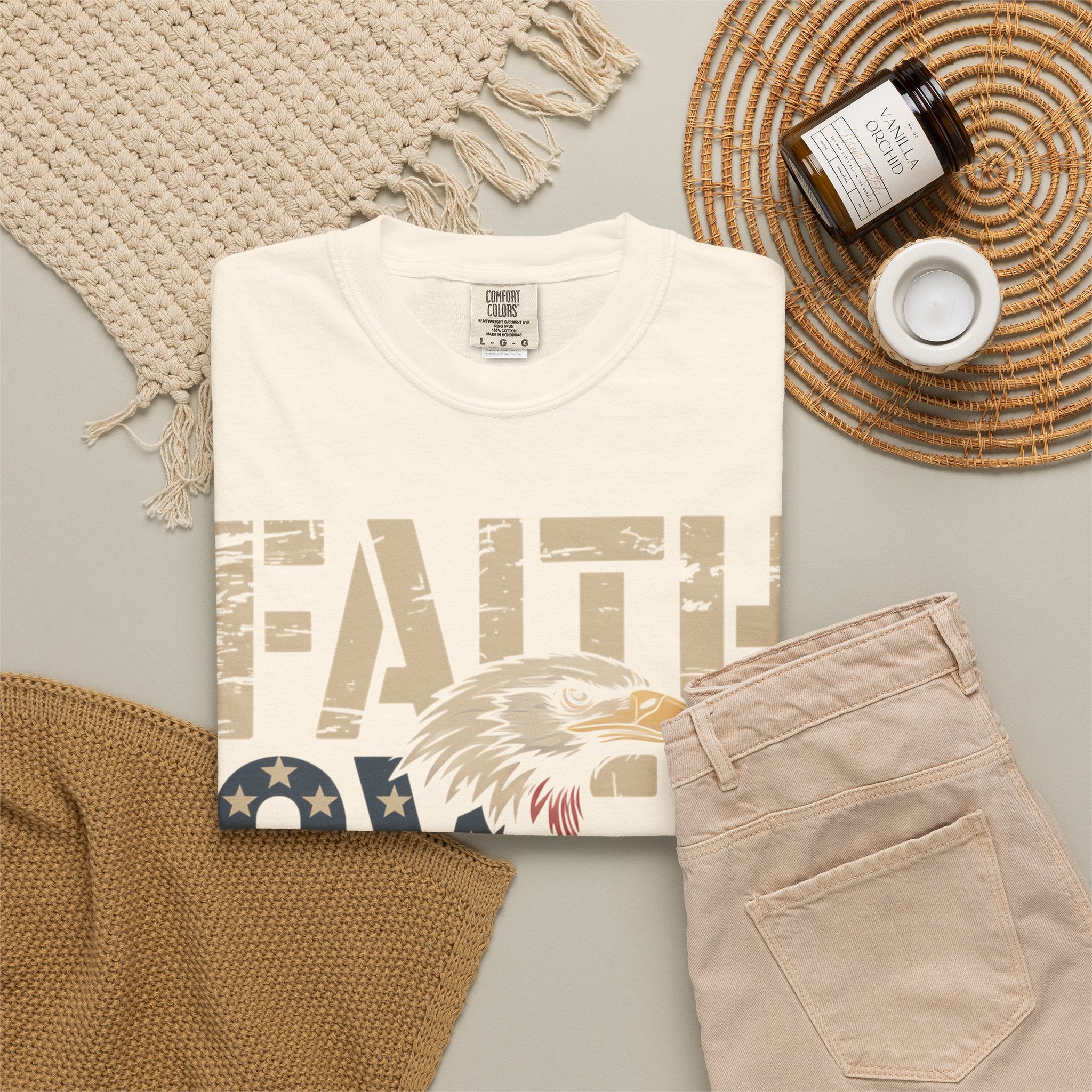 Faith Over Fear T-Shirt — Patriotic Eagle Graphic Tee