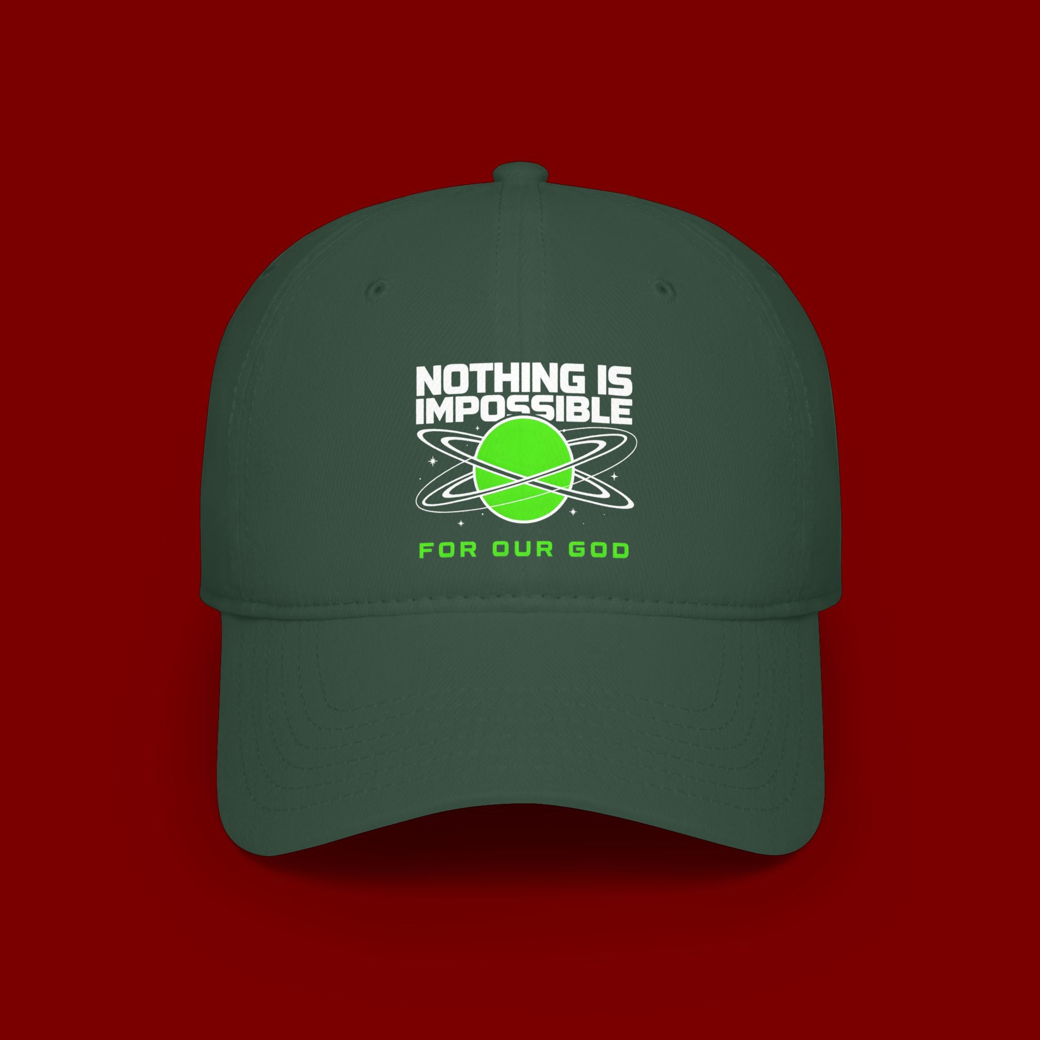Nothing Is Impossible Baseball Cap — Faith-Inspired Green Planet Design
