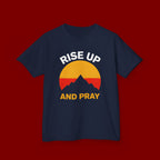 Kids Tee — "Rise Up and Pray" Mountain Sunrise Faith T‑Shirt