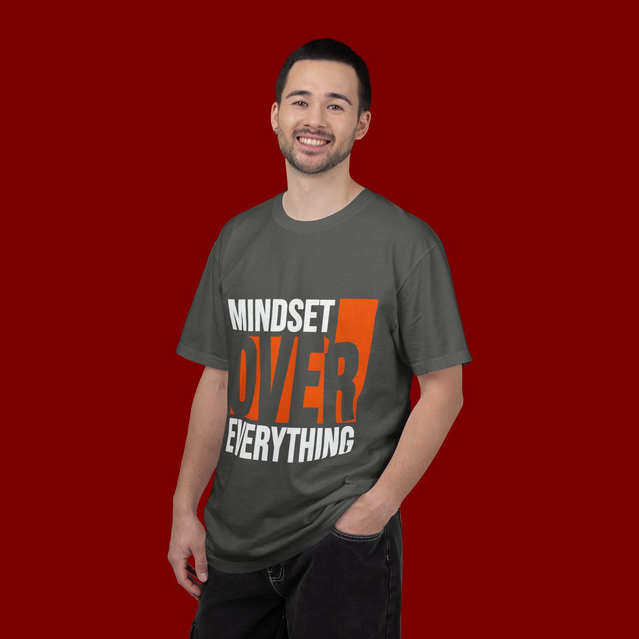 OVER Block Graphic T-Shirt — Bold Orange Minimalist Tee