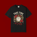 Take Time to Pray T‑Shirt — Vintage Pocket Watch & Roses Spiritual Tee