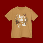 Kids Tee — "Have Faith in God" Floral Christian Youth T‑Shirt