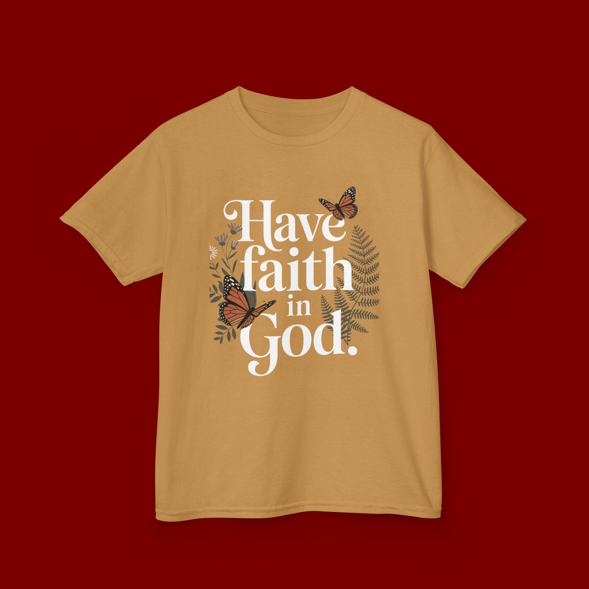 Kids Tee — "Have Faith in God" Floral Christian Youth T‑Shirt