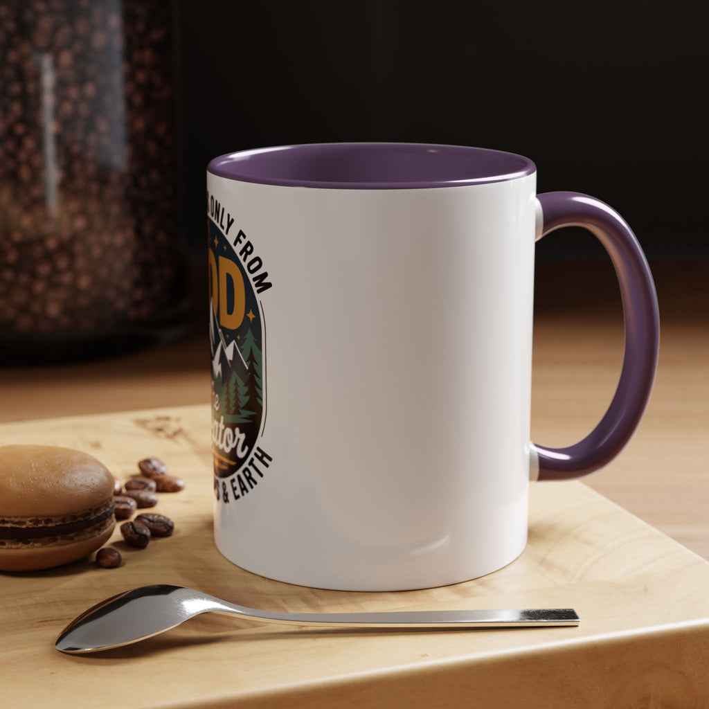 Christian Coffee Mug — “My Help Is Only From God The Creator” Accent Mug