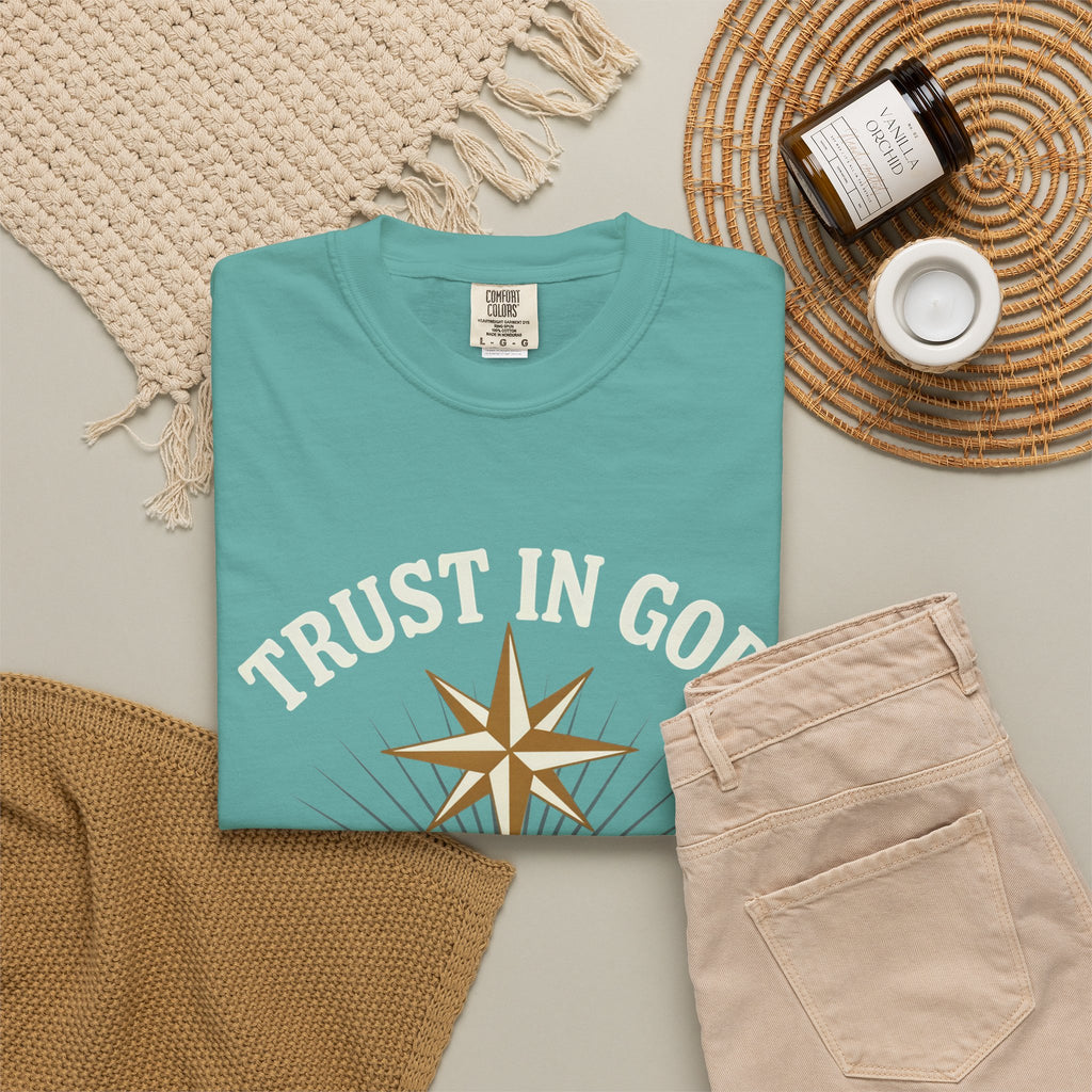 Trust in God Compass T-Shirt — "Trust In God With All Your Heart" Christian Faith Tee