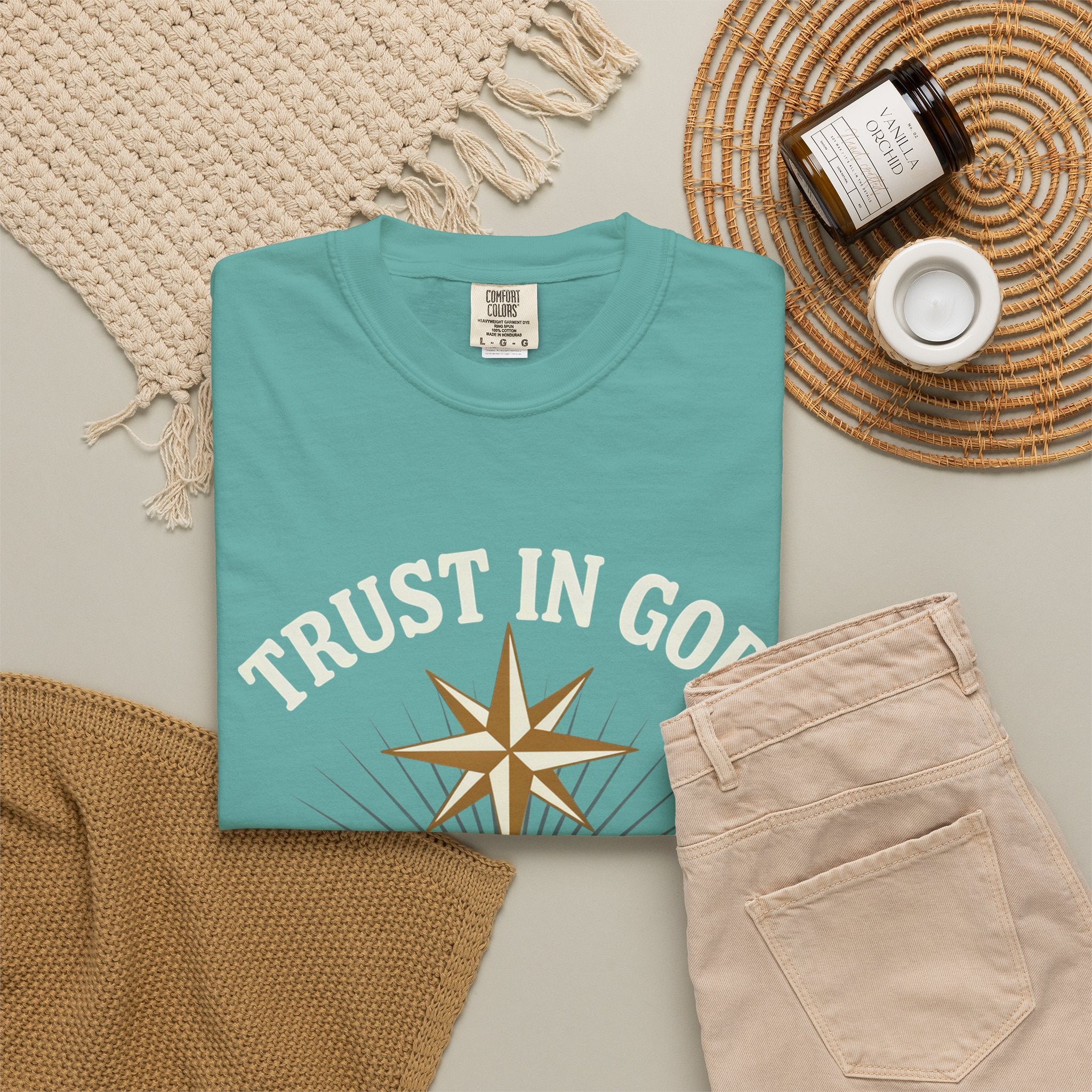 Trust in God Compass T-Shirt — "Trust In God With All Your Heart" Christian Faith Tee