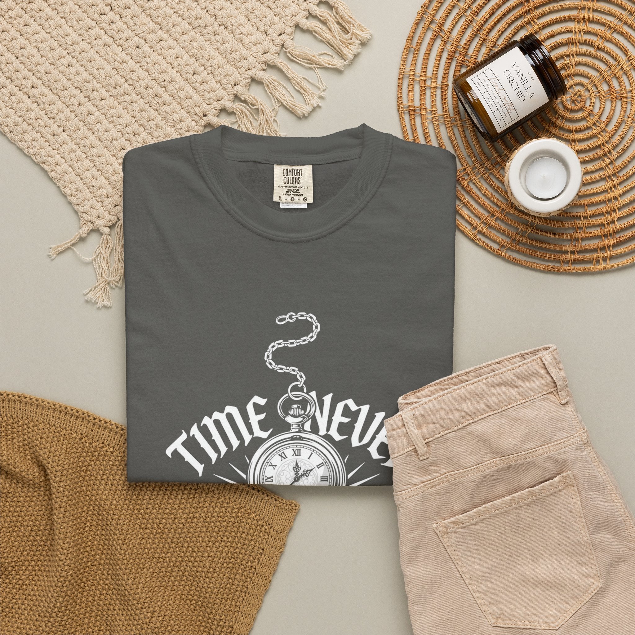 Time Never Comes Again T-Shirt — Vintage Pocket Watch Graphic Tee