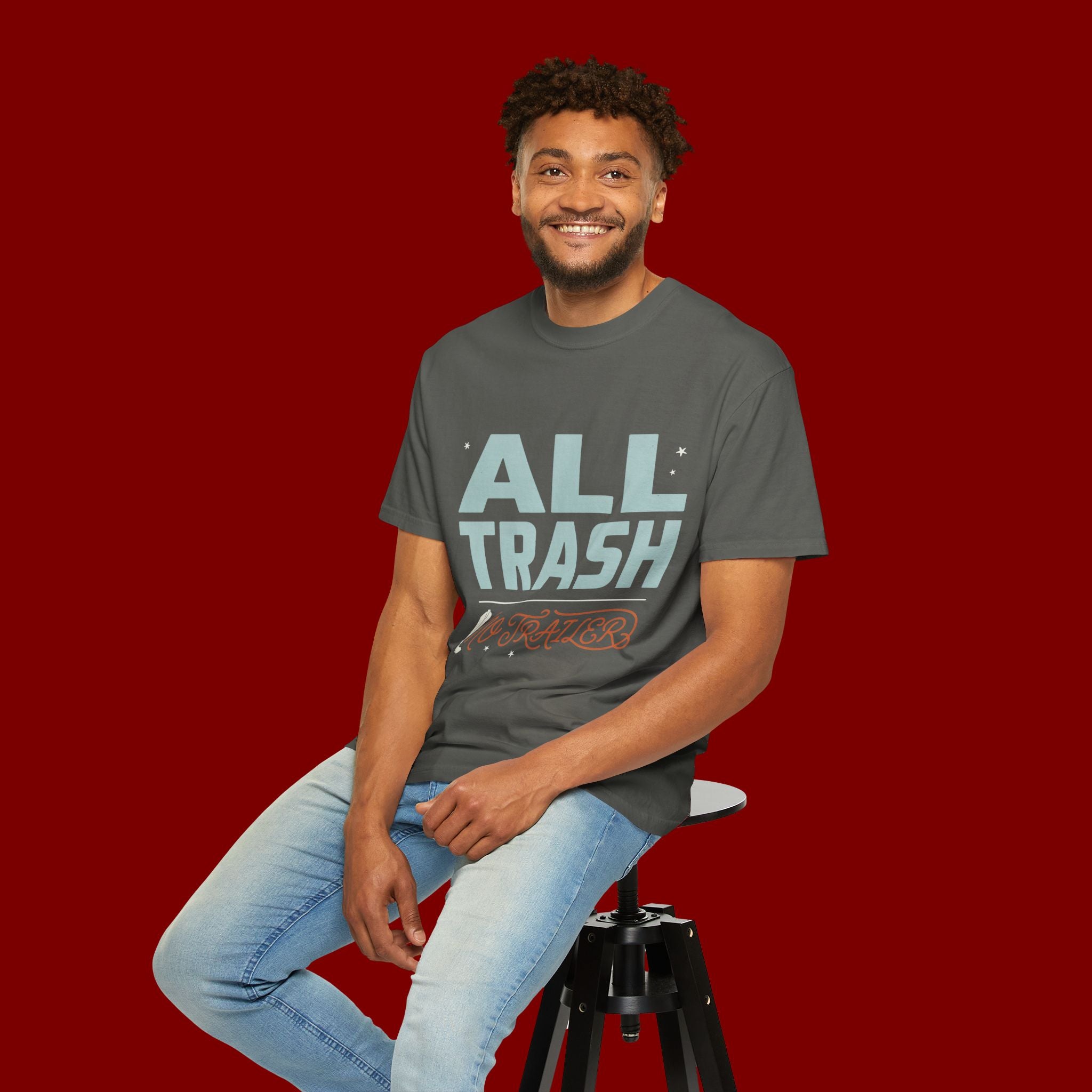 ALL TRASH No Trailer Graphic T-Shirt — Funny Retro Statement Tee