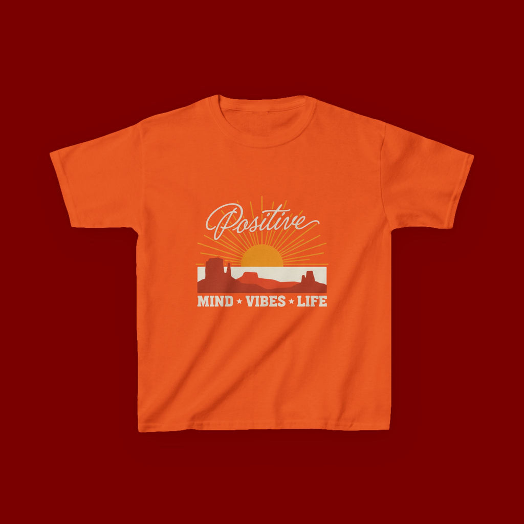 Kids T-Shirt - "Positive" Retro Sunrise Tee (Mind • Vibes • Life)