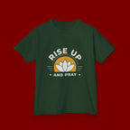 Kids T-Shirt - "Rise Up and Pray" Inspirational Christian Tee for Children