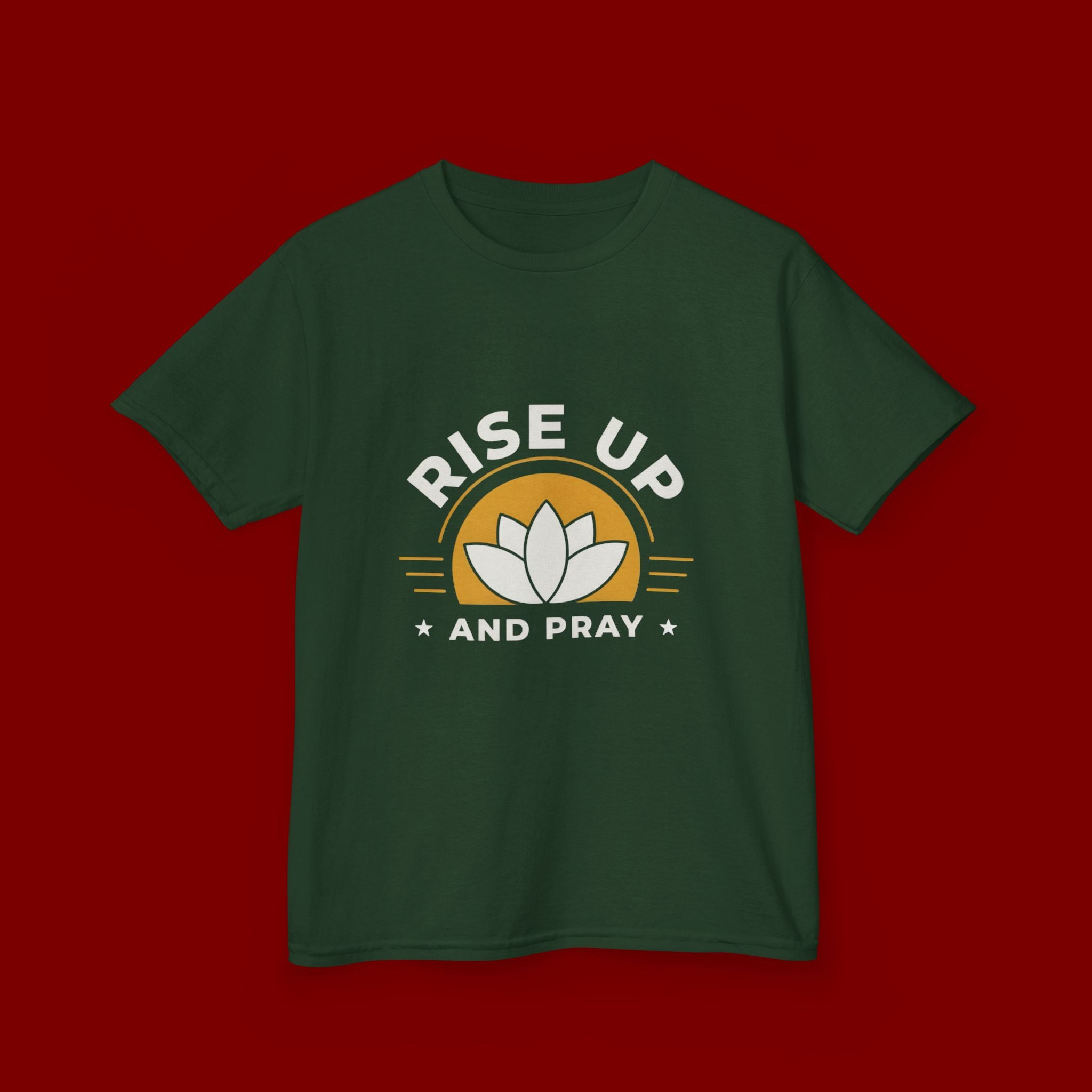 Kids T-Shirt - "Rise Up and Pray" Inspirational Christian Tee for Children